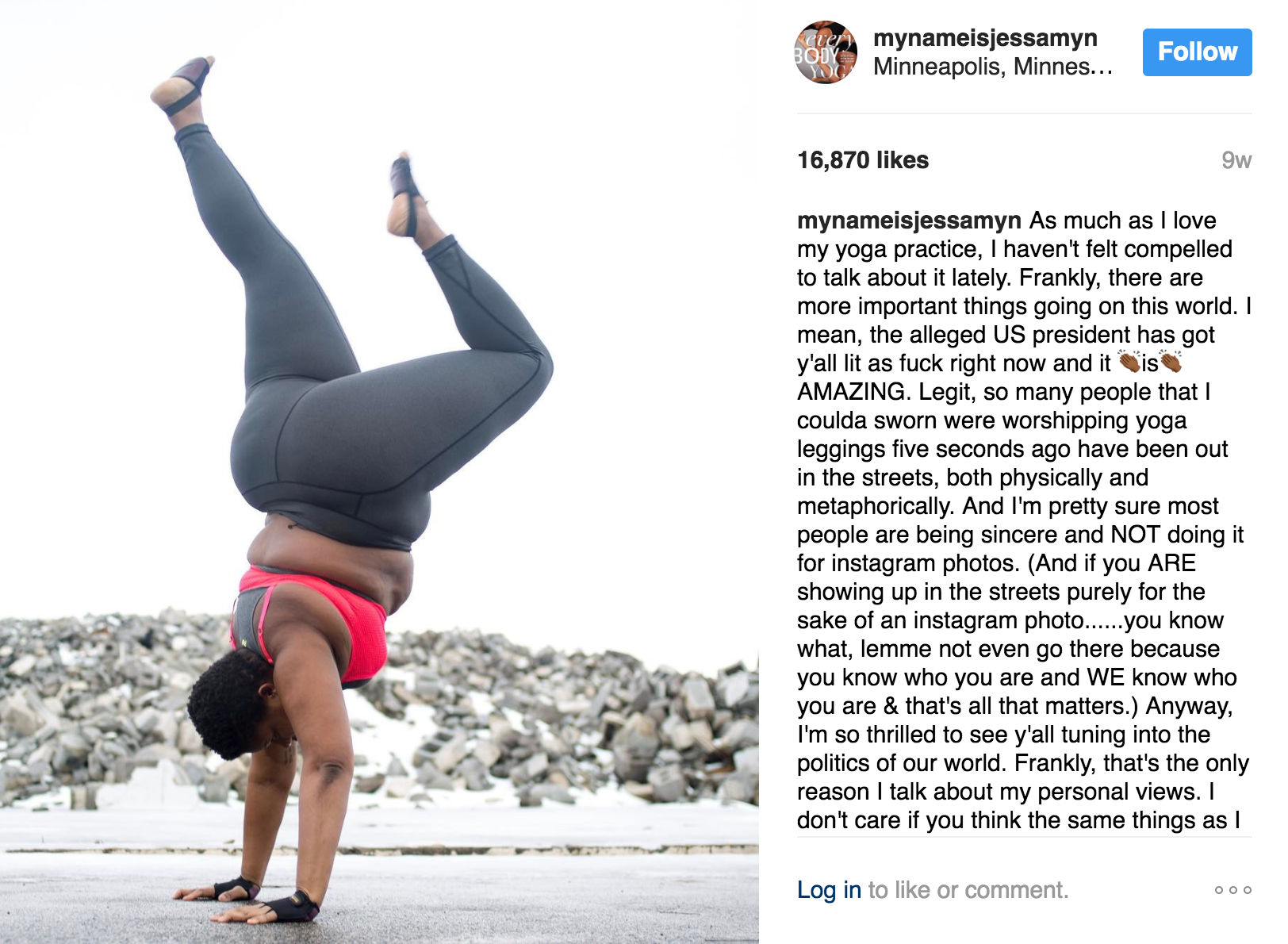 Mynameisjessamyn Instagram post Jessamyn Stanley Every Body yoga