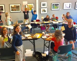 Children With Home made envelopes at the Book Passage Bookstore Karen Benke